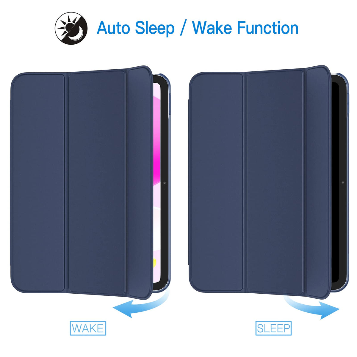 JETech Case for iPad (A16) 11th Generation 11 Inch 2025 / iPad 10th Generation 10.9 Inch 2022, Slim Smart Cover with Hard PC Translucent Back, Supports Touch ID, Auto Wake/Sleep (Navy Blue)