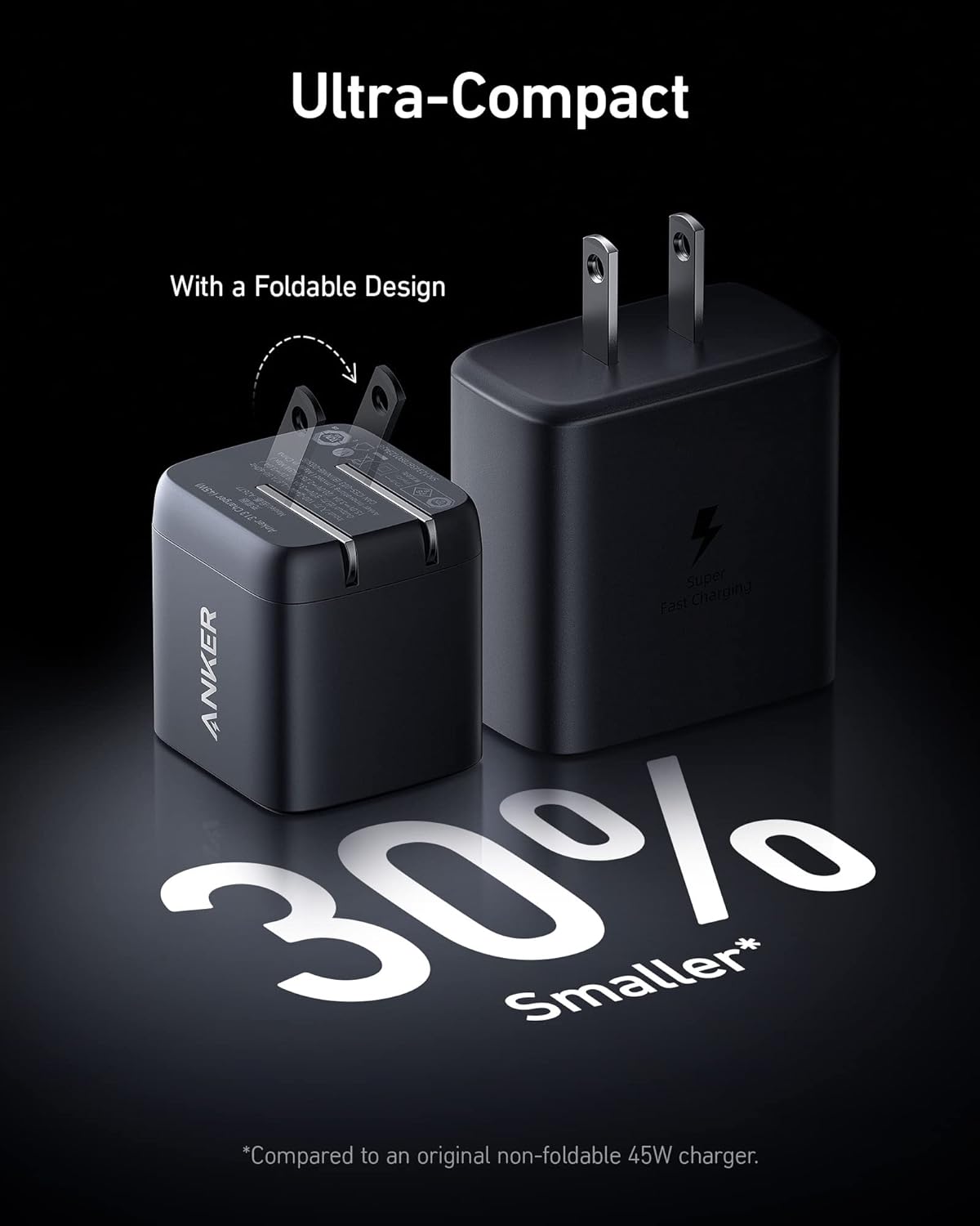 Anker 45W USB C Charger Block, Foldable PPS Fast Charger for iPhone 17/16 and More Series, Supports Super Fast Charging 2.0 for Galaxy S24 Ultra