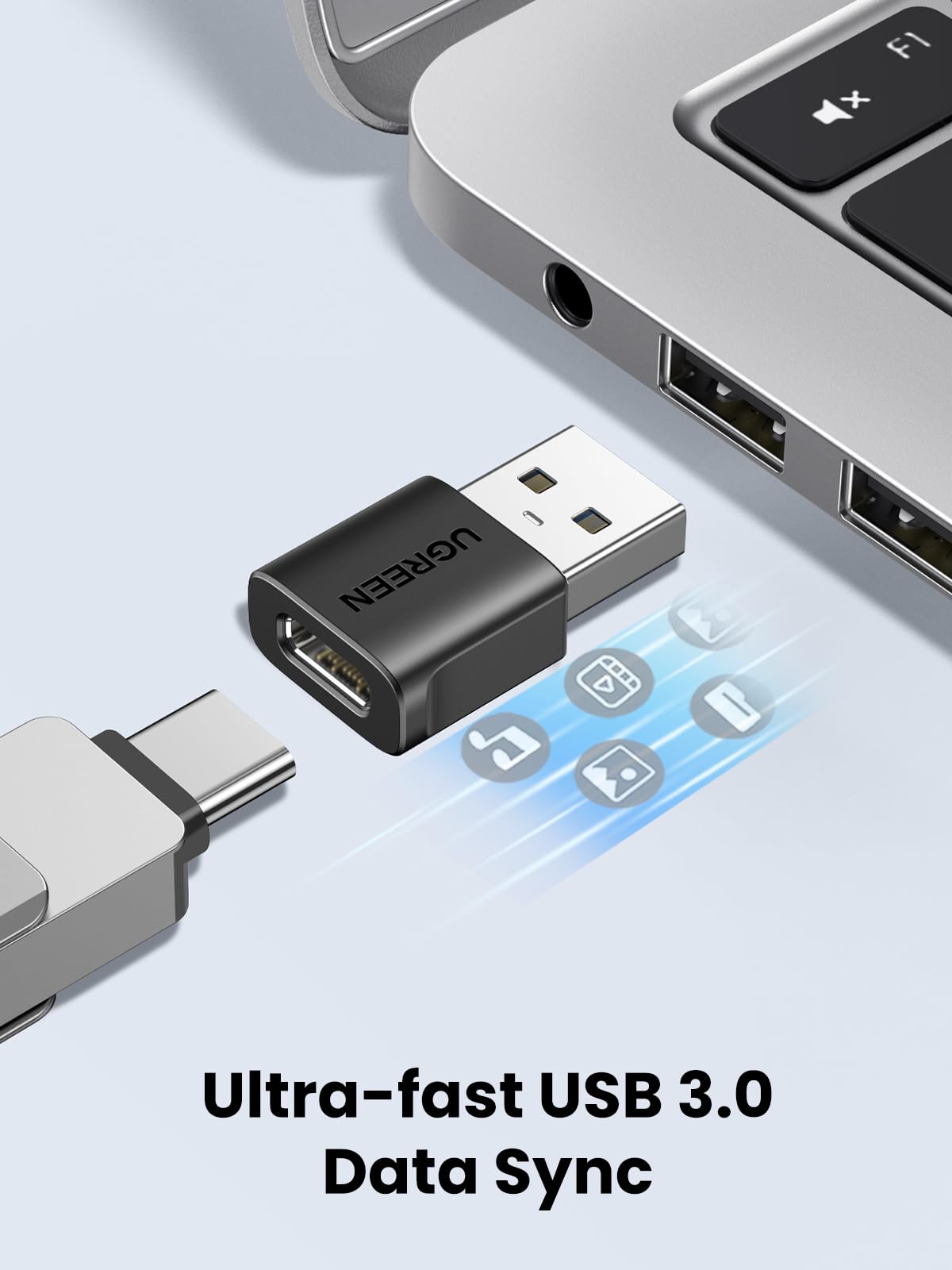 UGREEN USB to USB C Adapter 3Pack, USB C Female to USB Male Adapter 10Gbps Type C Converter for iPhone 17 16 15 14 13 Plus Pro Max,iPad Air Mini 6 7,Samsung Galaxy S23 S24,iPad Air,Black
