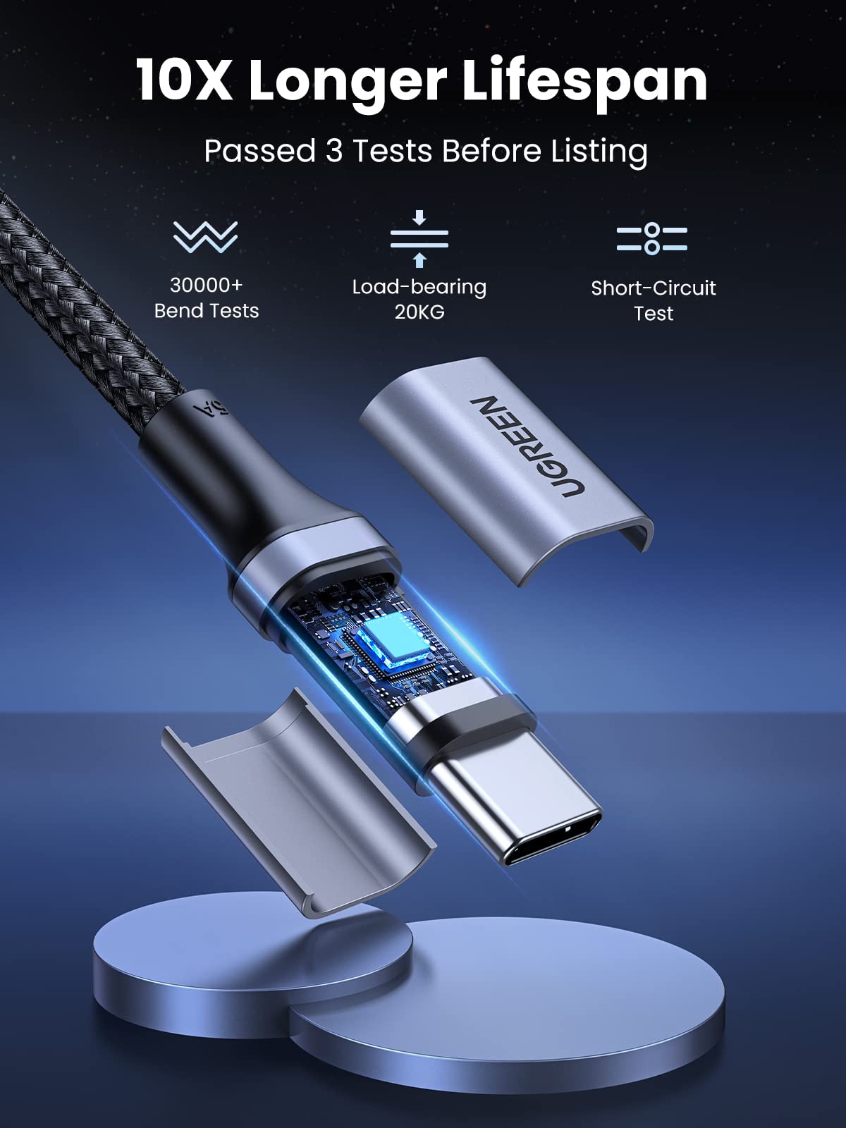 UGREEN USB C to USB C Cable, 100W 2-Pack USB C Charger Cable for iPhone 17/17 Air/17 Pro/17 Pro Max/16, MacBook Pro, iPad Pro, Dell XPS, Samsung Galaxy S25/S24/S23 Ultra, Switch, Pixel, 3.3FT Black