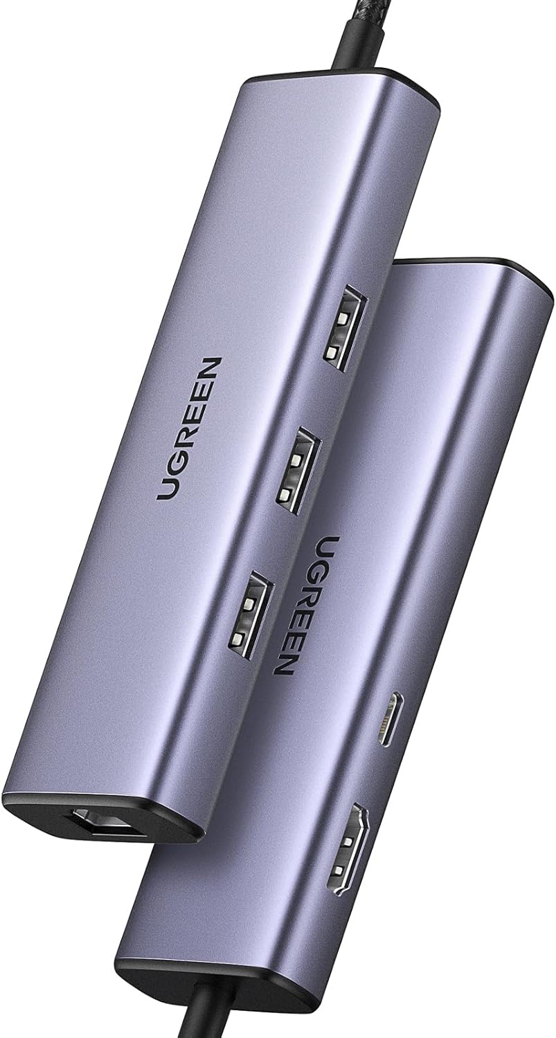 UGREEN Revodok 6 in 1 USB C Hub Gigabit Ethernet Adapter with 4K HDMI, 100W PD Charging, USB A Data Ports Compatible with Mac M1, M2, M3, M4,M5,iPad, iPhone 16 Pro/Pro Max, Steam Deck