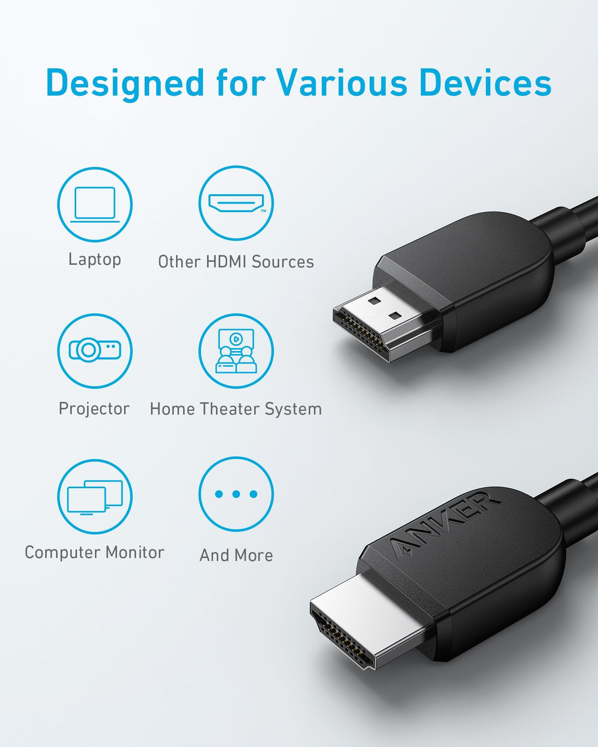 Anker HDMI Cable 8K@60Hz, Ultra HD 4K@120Hz HDMI Cord,48 Gbps Certified Ultra High-Speed,Compatible with PlayStation 5,Xbox,Samsung TVs,and More (6FT)