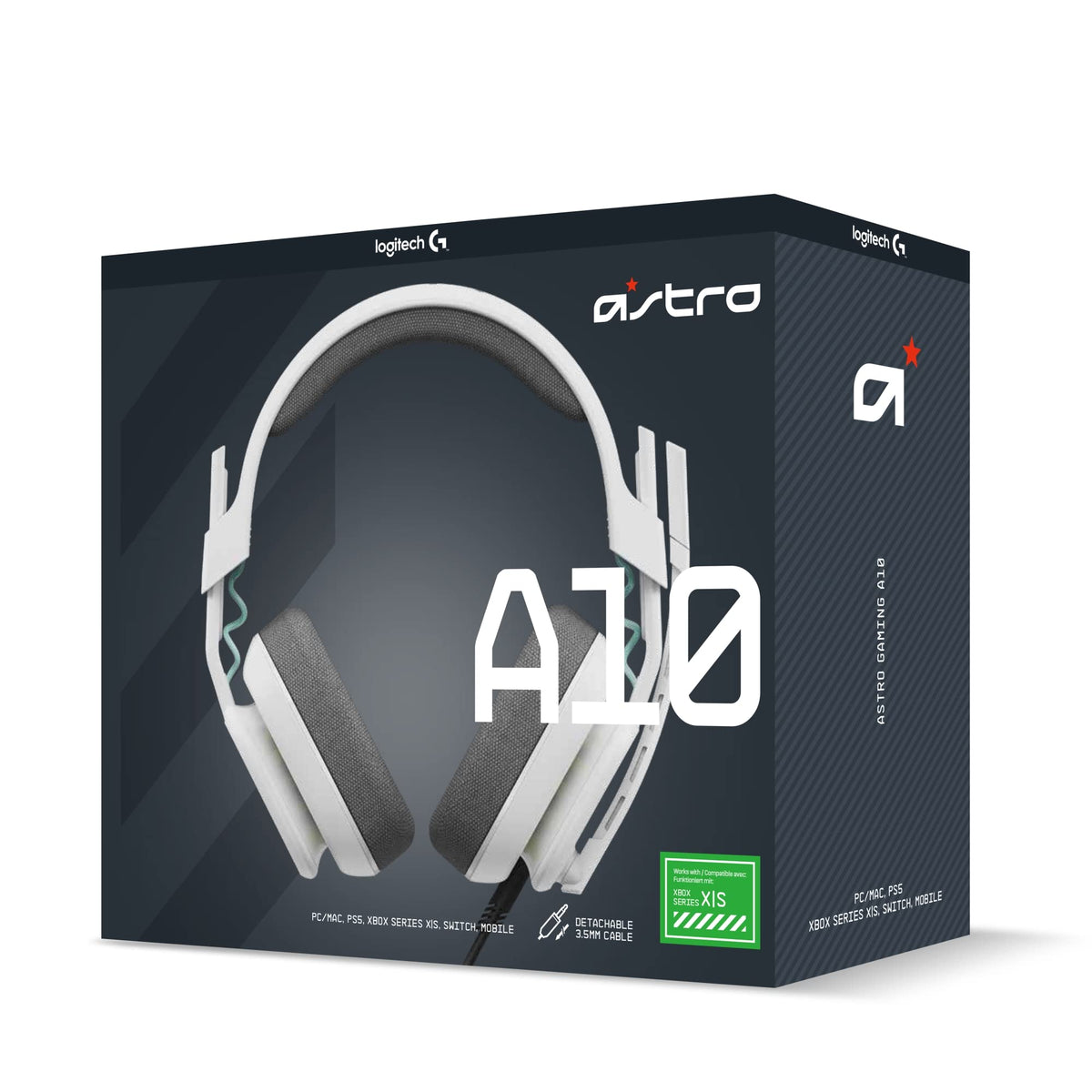 Logitech G Astro A10 Gen 2 Cross-Platform Wired Gaming Headset for PlayStation 5/4, Xbox S|X, Nintendo Switch, PC: 3.5mm Headphone Jack, 32mm Drivers, Flip-to-Mute Mic, Over-Ear - Grey