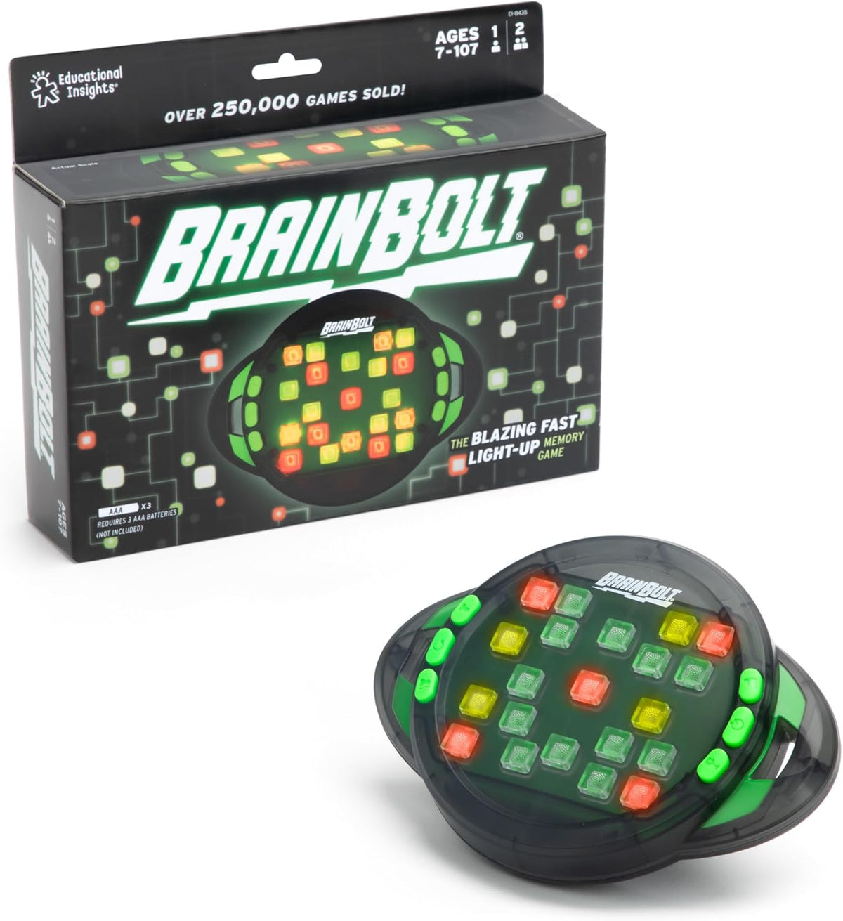 Educational Insights BrainBolt - Portable Handheld Electronic Memory Game, Car Travel Kids Games for Boys and Girls, Electronic Brain Game, Mind Fidget Gamer Gift for Kids and Teens, Ages 7 and Up
