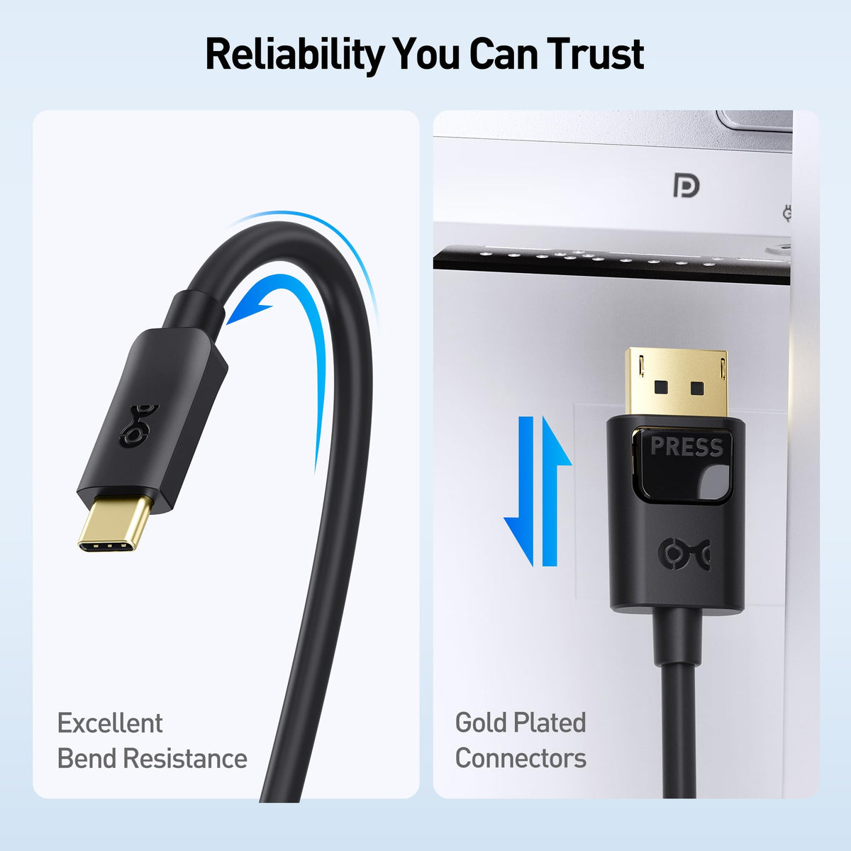 Cable Matters Unidirectional USB C to DisplayPort 1.4 Cable - 6ft, Support 8K@60Hz / 4K@240Hz, Thunderbolt 4 to DisplayPort Cable, Display Port to USB C, Black - Not for Portable USBC Monitor