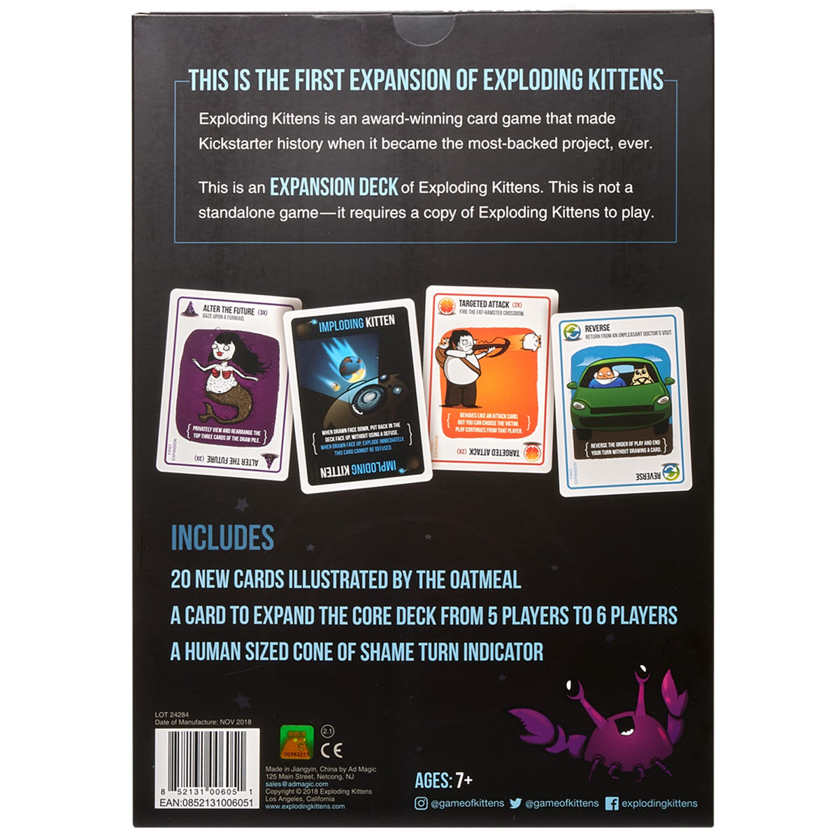 Exploding Kittens Original Edition - 2-5 Players - Ages 7+ - 15 Minutes to Play - High Stakes Card Game - Party Game, Family Game Night, Kid and Adult Card Game