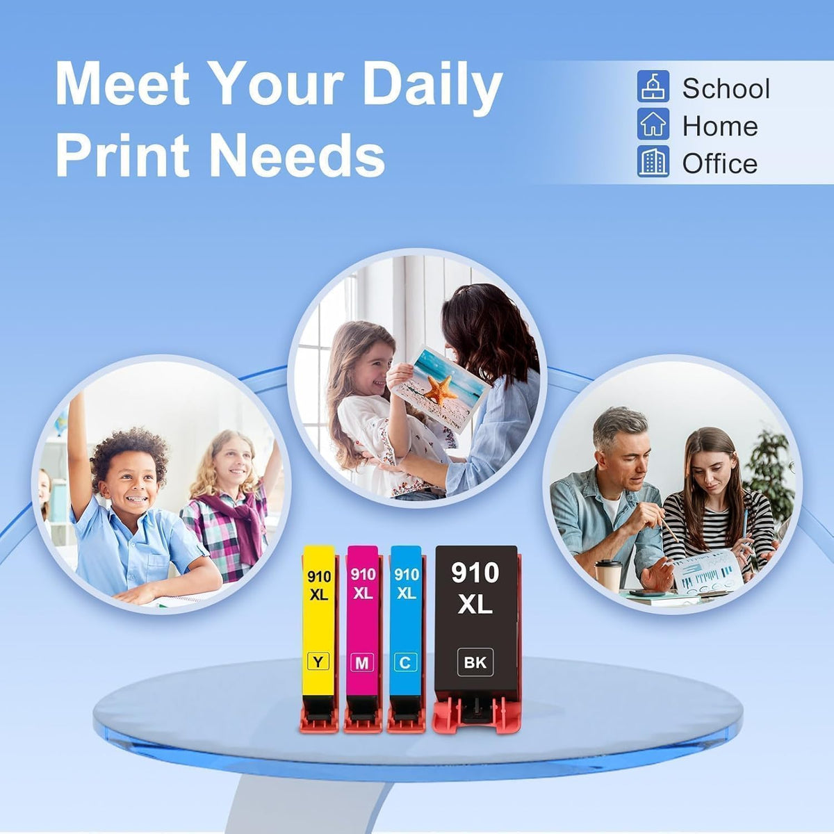 910XL Ink Cartridges for HP Printers Replacement for HP 910 Ink HP 910XL Ink Cartridges Combo Pack for HP 910 Work with OfficeJet Pro 8015e 8025e 8020e 8015 8020 8028e 8035e 8010e Printer(4 Pack)