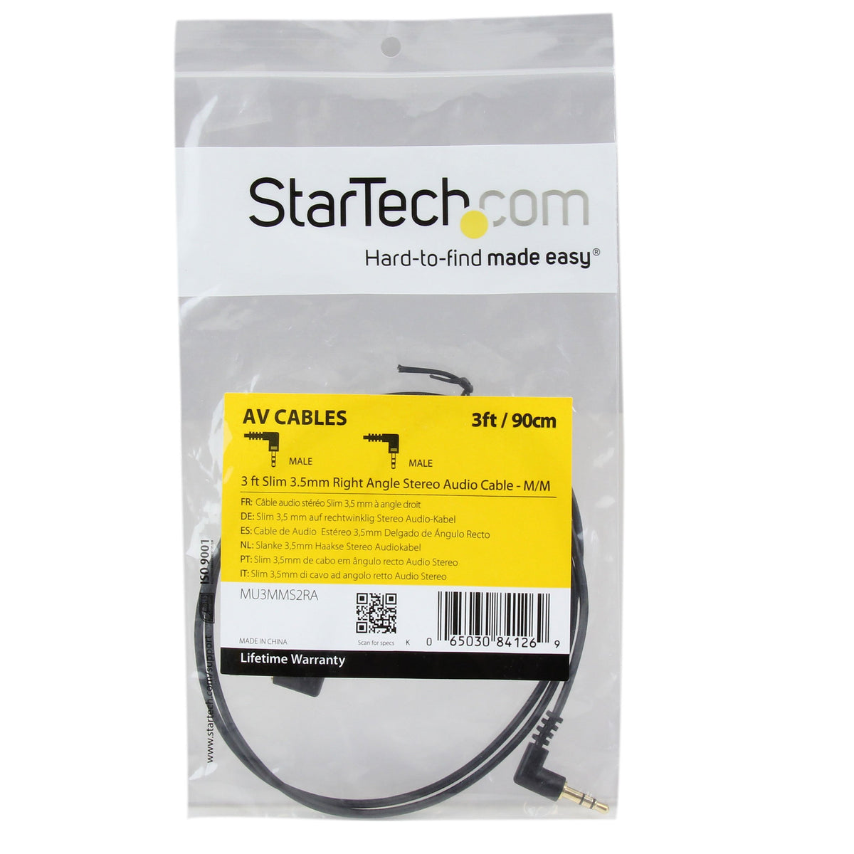 StarTech.com 15 ft. (4.6 m) 3.5mm Audio Cable - 3.5mm Slim Audio Cable - Gold Plated Connectors - Male/Male - Aux Cable (MU15MMS), Black