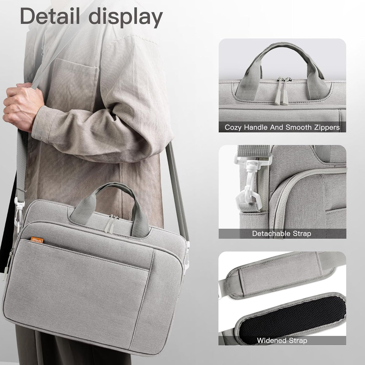 JETech 13 13.3 14 Inch Laptop Bag Case, Waterproof Computer Sleeve Cover Compatible with MacBook Neo (A18 Pro), MacBook Air/Pro 13/14, Surface Book 13.5, HP Pavilion 14 (Light Grey)