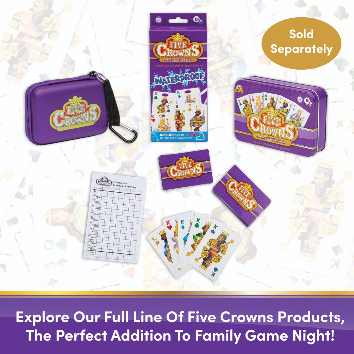 Five Crowns – Card Game for Kids and Adults, Travel and Family Game Night Favorite, The Game isn’t Over Until the Kings Go Wild, 5 Suited Rummy Style Card Game, 1-7 Players, Ages 8+