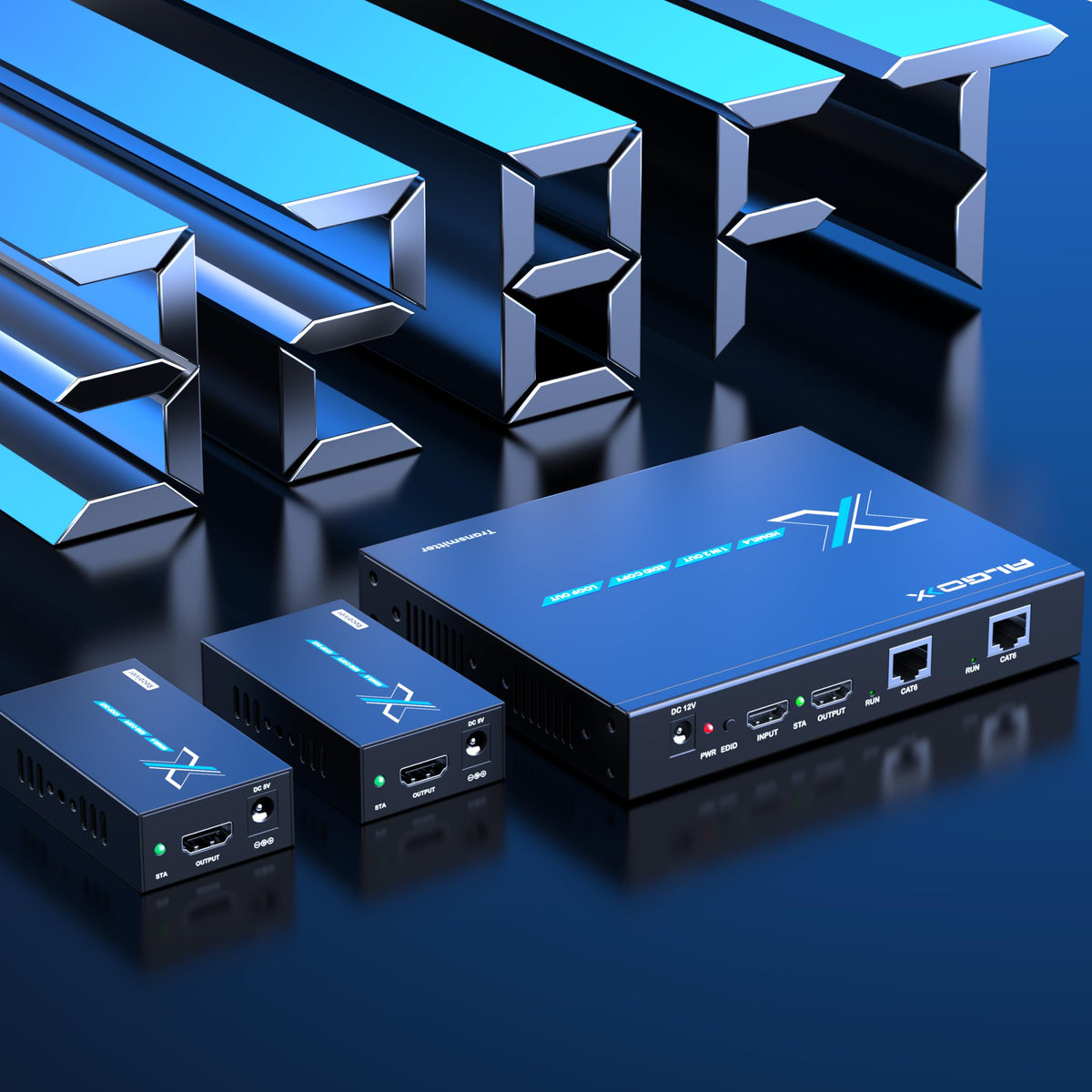 ALGOX 328ft/100m 4K@30Hz HDMI Extender Splitter 1 in 2 Out Over CAT6/6e/7(T-568B) Supports Loop Out, EDID Copy, HDR10, Dolby Vision, 3D Video, Plug and Play, Easy to Install