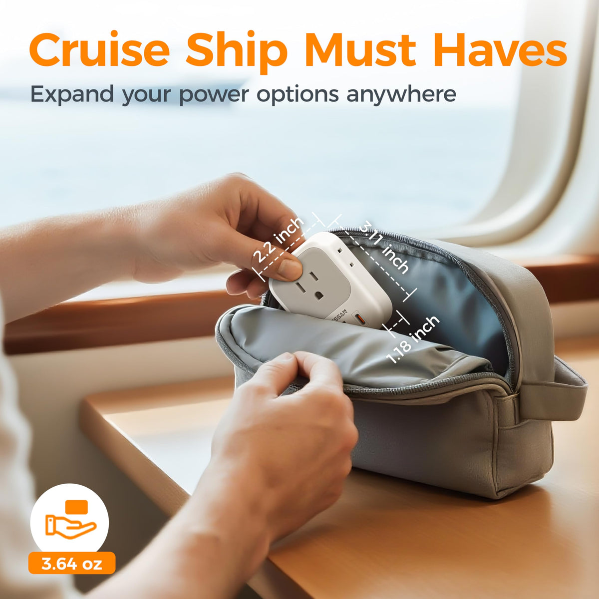 USB C Charger Block 20W, TESSAN PD Fast Charging Adapter with Foldable Plug, 1875W Power Outlet Extender(4 AC and 4 USB) for Cruise, Home, Office, Dorm