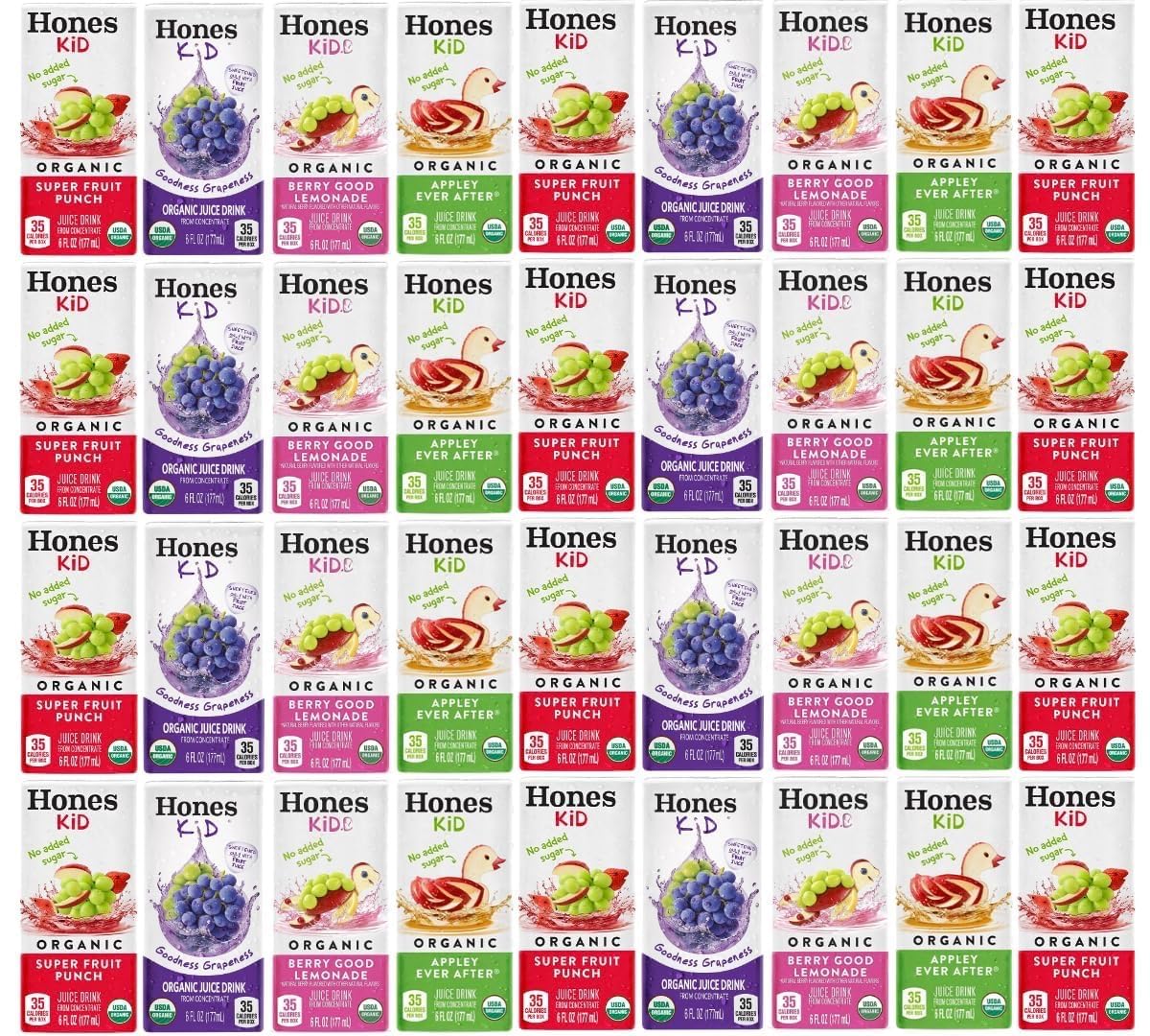 Honest Kid Premium Organic Juice Drink Variety Pack, 6 Fl Oz Boxes, 44 Count