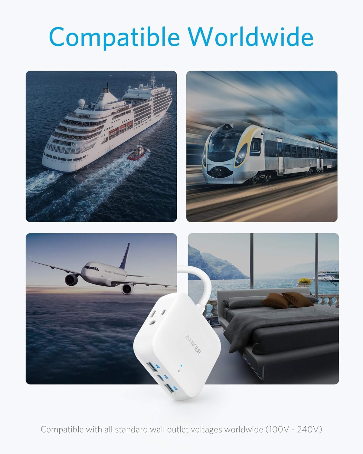 Anker Power Strip with USB-C, 30W PowerPort Strip PD 2 Mini with 2 Outlets & 3 USB (18W USB-C), 5 ft Cord, Flat Plug, high-Speed Charge to Phones, Tablets, for Hotel, Dorm Room, Cruise Ship and Home