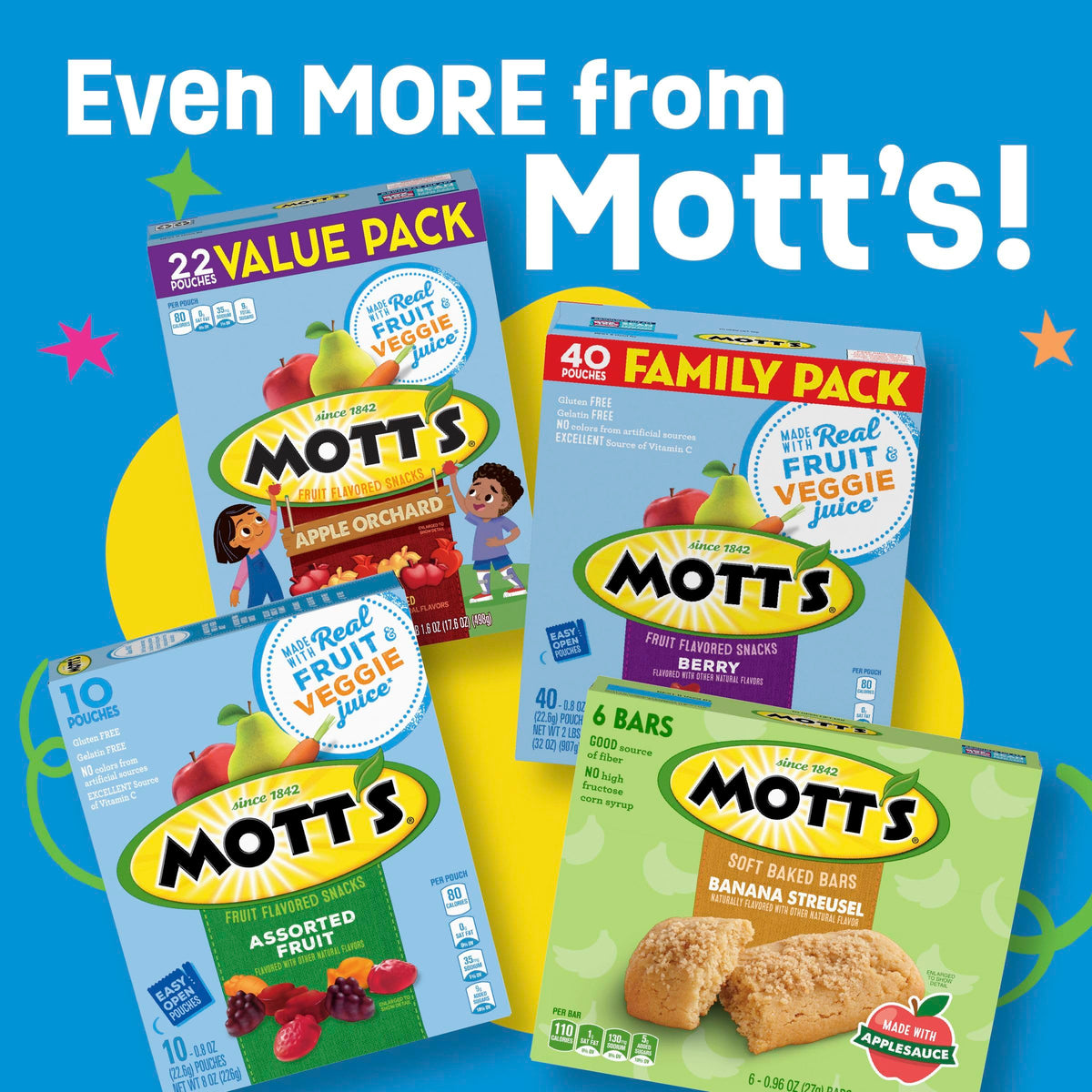 Mott's Fruit Flavored Snacks, Berry and Assorted Fruit, Gluten Free Snack, Value Pack, 22 Ct, 17.6 oz