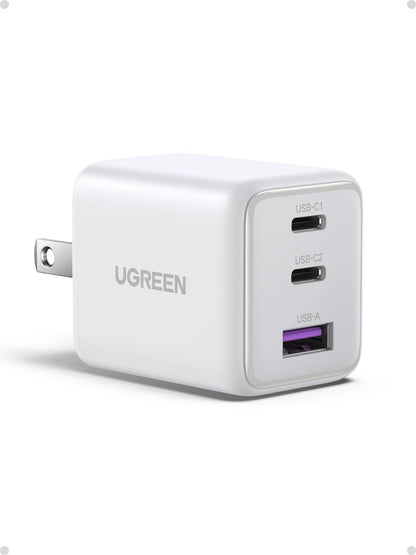 UGREEN 3-Port 30W USB C Charger, GaN II Compact iPhone Charger Fast Charging, Type C Power Adapter for iPhone 17/16/15 Series, Galaxy S26/S25/24, iPad, MacBook Neo/Air, Matt Black