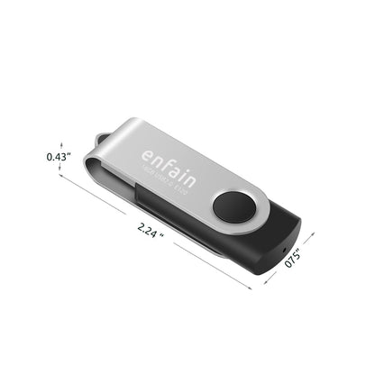 Enfain 16GB USB 2.0 Flash Drive 10 Pack | Swivel Thumb Drives with 31 Labels | Gift-Ready Packaging for Corporate Events, Office & Team Distributions (Black)
