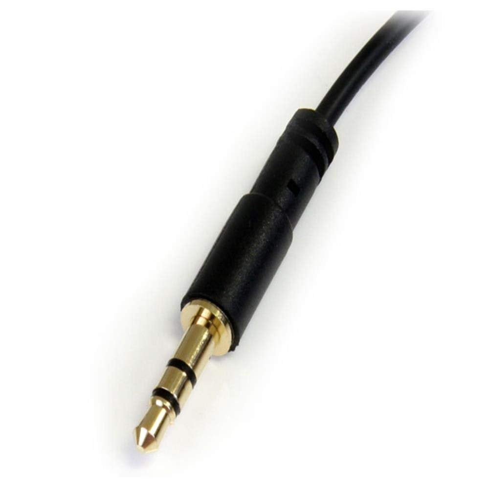 StarTech.com 15 ft. (4.6 m) 3.5mm Audio Cable - 3.5mm Slim Audio Cable - Gold Plated Connectors - Male/Male - Aux Cable (MU15MMS), Black