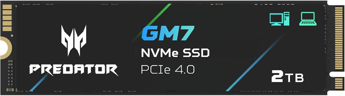 Acer Predator GM7 2TB SSD: M.2 2280 PCIe Gen 4 x4 NVMe 2.0, Read Speed Up to 7400 MB/s, Internal PC Solid State Drive for Laptop, Desktop and PS5 - BL.9BWWR.119
