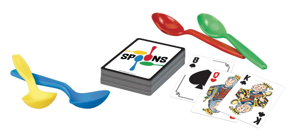 PlayMonster Spoons in a Case, Card Games for Kids - Spoons Game, Fun Family Games for Kids and Adults, Game Night, Travel Games, 3-6 Players, Ages 7+