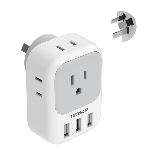 TESSAN Italy Travel Plug Adapter, Type L Adapter for Travel with 4 Outlets 3 USB (2 USB-C), Power Adaptor for US to Italy Chile Rome Uruguay Milan Libya