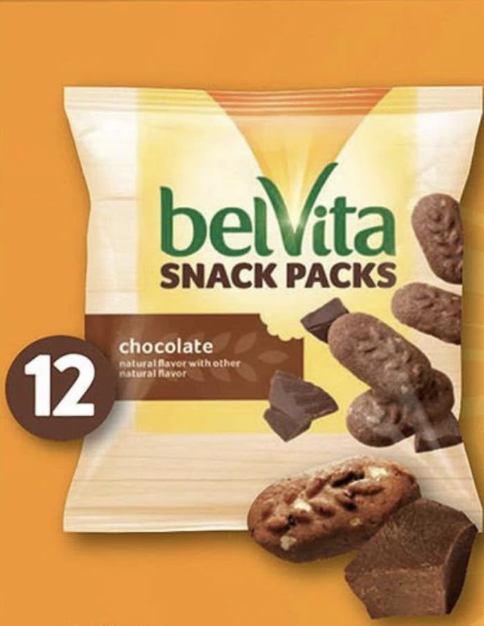 BelVita Breakfast Biscuits Variety Packs | 3 Natural Flavors - 12 Chocolate belVita Snack Packs, 12 Cinnamon Brown Snack Packs, and 12 Blueberry Snack Packs | Sameday Shippers Offers Free SameDay Shippers Branded Bag Clip