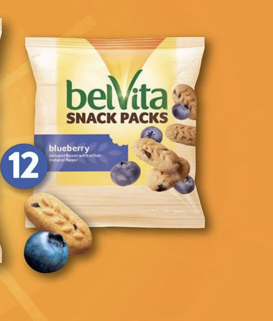 BelVita Breakfast Biscuits Variety Packs | 3 Natural Flavors - 12 Chocolate belVita Snack Packs, 12 Cinnamon Brown Snack Packs, and 12 Blueberry Snack Packs | Sameday Shippers Offers Free SameDay Shippers Branded Bag Clip
