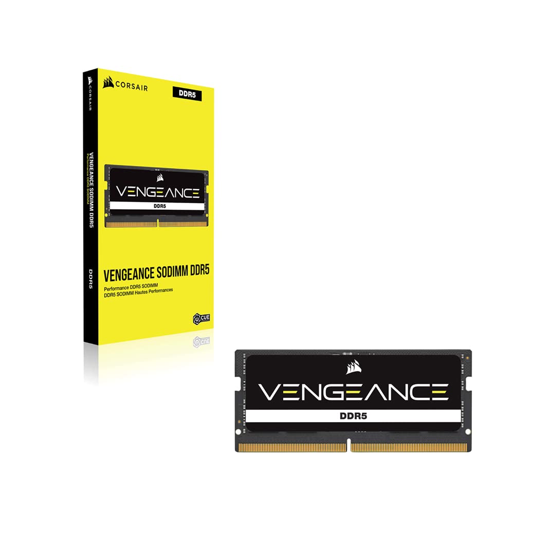 CORSAIR Vengeance SODIMM DDR5 RAM 16GB (1x16GB) 4800MHz CL40-40-40-77 1.1V Intel AMD Laptop Notebook Memory - Black (CMSX16GX5M1A4800C40)