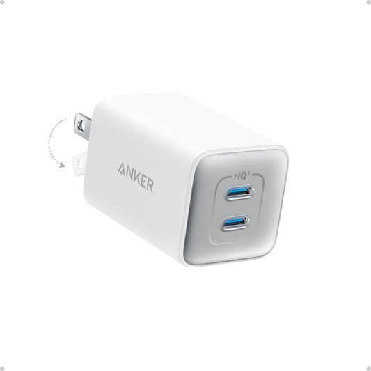 Anker Nano Charger, 47W 2 Port Compact Foldable GaN USB C Charger for iPhone 17/16, Galaxy, Pixel, Compatible with MagSafe (Blue)