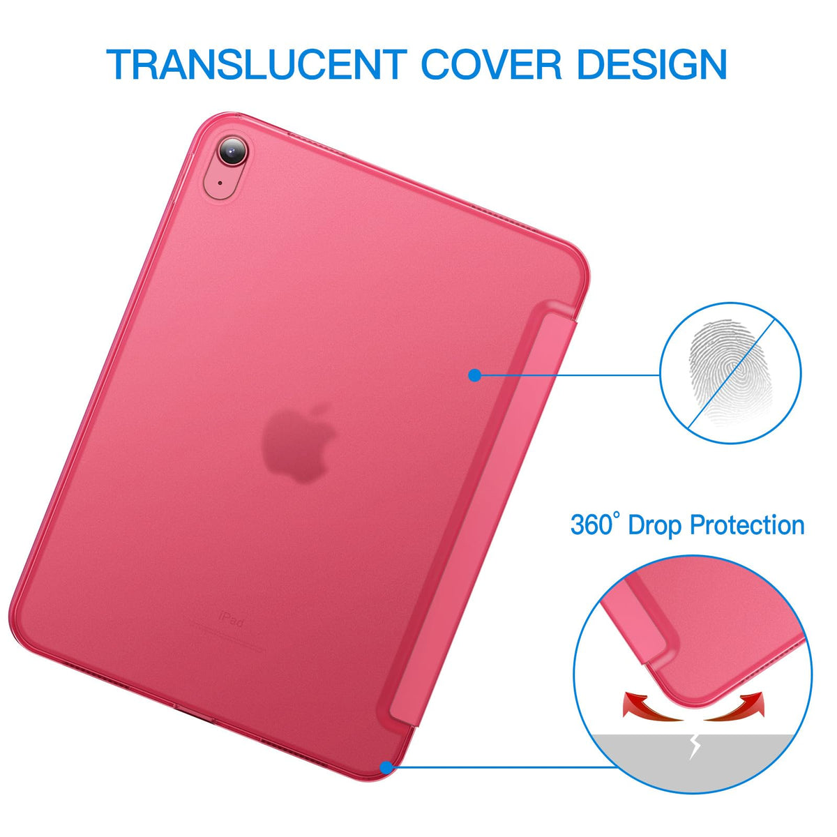 JETech Case for iPad (A16) 11th Generation 11 Inch 2025 / iPad 10th Generation 10.9 Inch 2022, Slim Smart Cover with Hard PC Translucent Back, Supports Touch ID, Auto Wake/Sleep (Navy Blue)