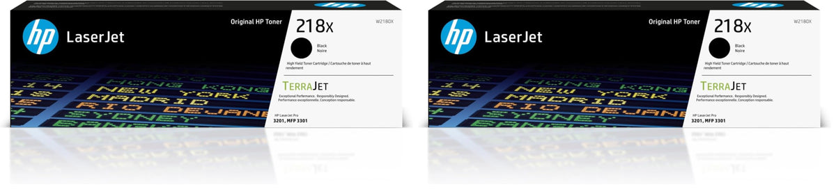 HP 218X High-Yield Toner Cartridge 4-Pack (Black, Cyan, Magenta, Yellow) | Compatible Color LaserJet Pro 3201 & MFP 3301 Series Printers | W2180XQ1 Combo Pack