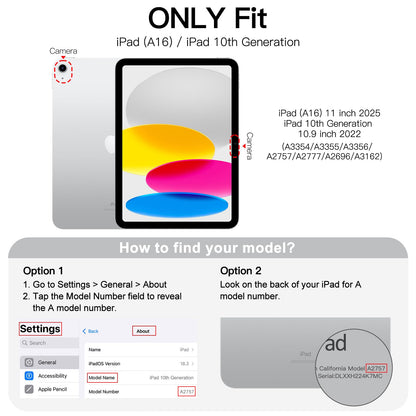 JETech Case for iPad (A16) 11th Generation 11 Inch 2025 / iPad 10th Generation 10.9 Inch 2022, Slim Smart Cover with Hard PC Translucent Back, Supports Touch ID, Auto Wake/Sleep (Navy Blue)