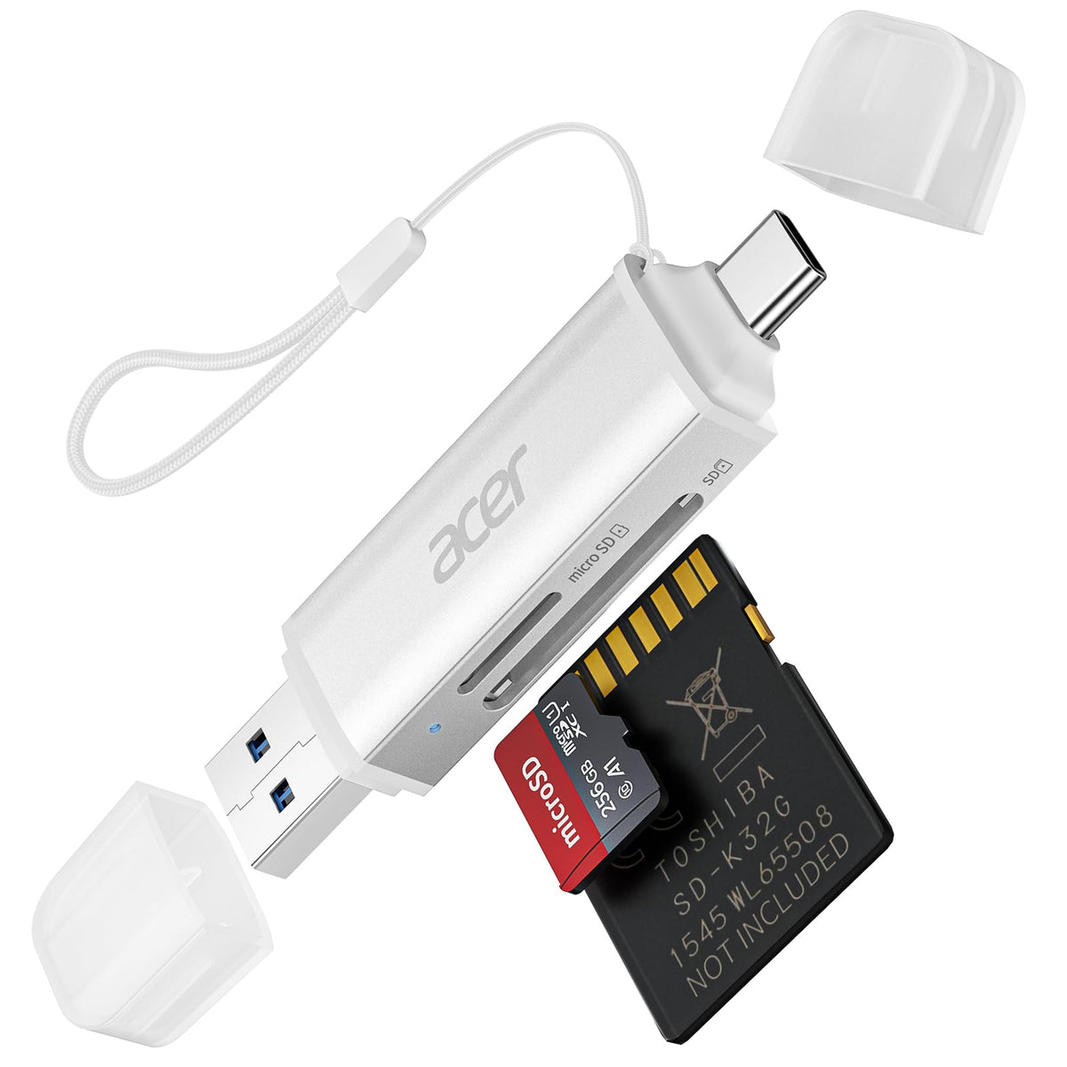 acer SD Card Reader USB C, Dual Slots USB Type C to Micro SD Card Adapter