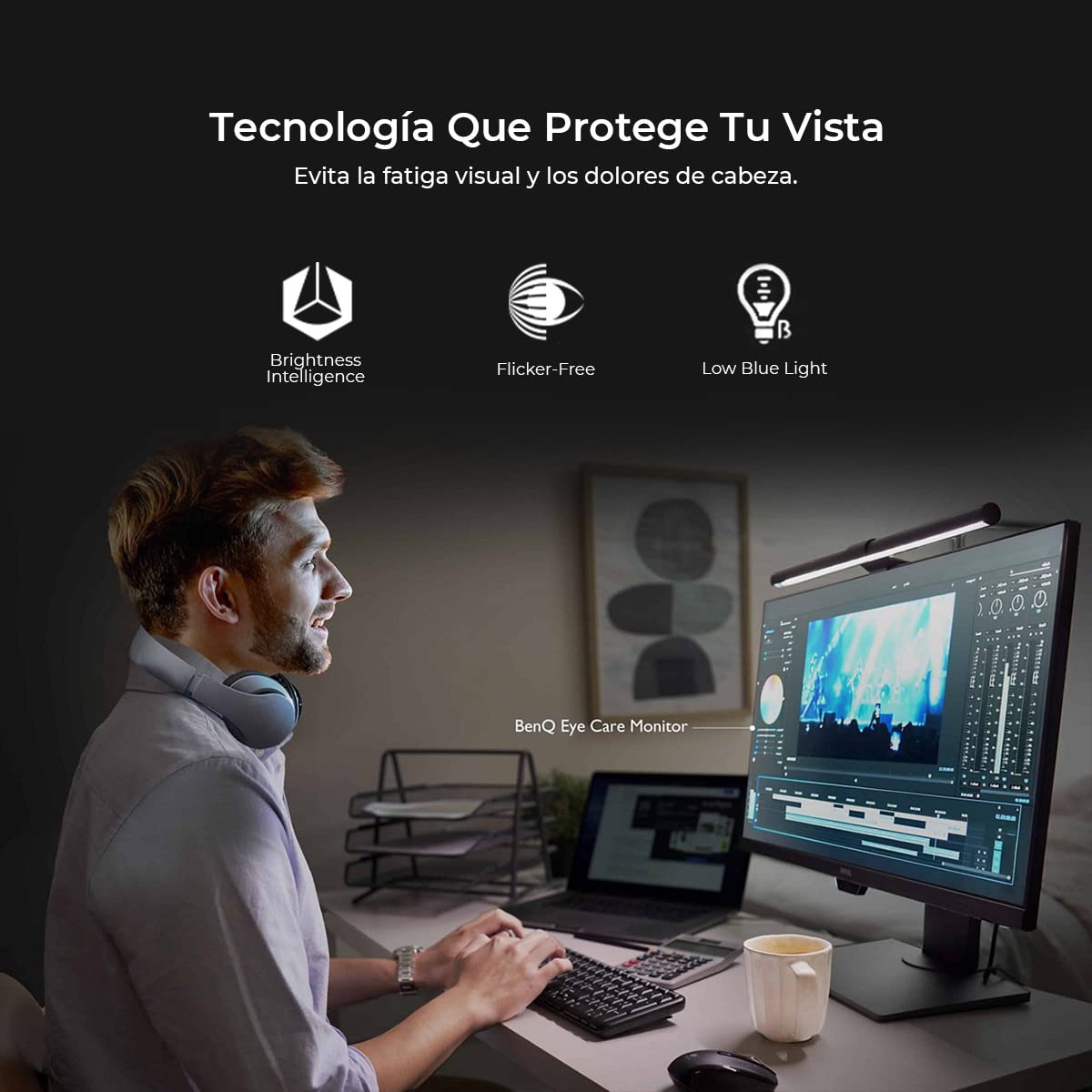 BenQ GW2480 Computer Monitor 24" FHD 1920x1080p | IPS | Eye-Care Tech | Low Blue Light | Anti-Glare | Adaptive Brightness | Tilt Screen | Built-in Speakers | DisplayPort | HDMI | VGA,Black