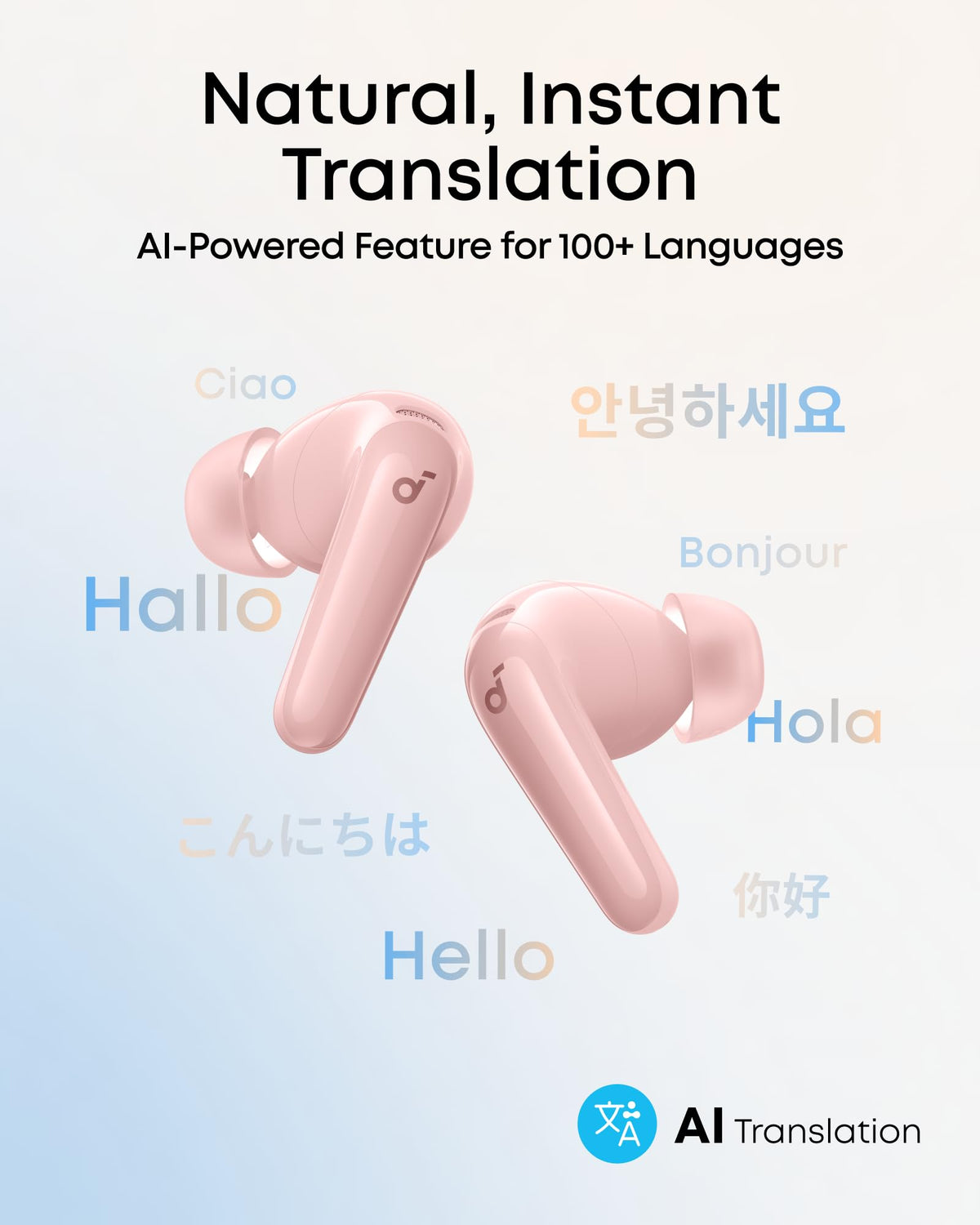 Soundcore P31i by Anker, Real-Time Adaptive Noise Cancelling, Hi-Res Sound, Translation Earbuds, 50H Playtime, Wireless Earbuds, Bluetooth Earphones, Spatial Audio, Fast Charging, IP55 (Black)