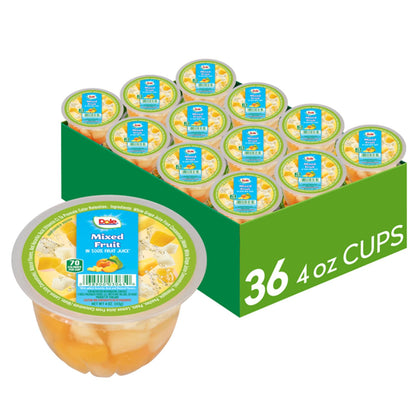 Dole Fruit Bowls Mixed Fruit in 100% Juice Snacks, 7oz 12 Total Cups, Gluten & Dairy Free, Bulk Lunch Snacks for Kids & Adults