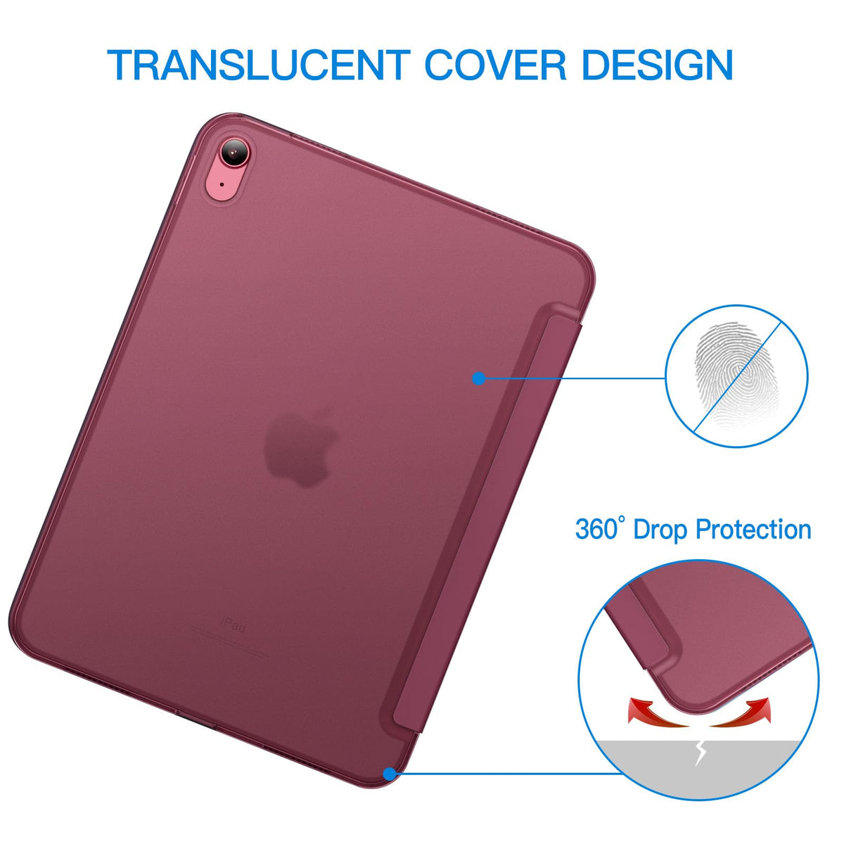 JETech Case for iPad (A16) 11th Generation 11 Inch 2025 / iPad 10th Generation 10.9 Inch 2022, Slim Smart Cover with Hard PC Translucent Back, Supports Touch ID, Auto Wake/Sleep (Navy Blue)