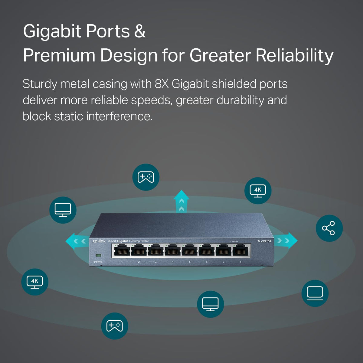 TP-Link TL-SG108S-M2 | 8-Port Multi-Gigabit 2.5G Ethernet Switch | Unmanaged Network Switch | Ethernet Splitter | Plug & Play | Desktop/Wall Mount | Silent Operation