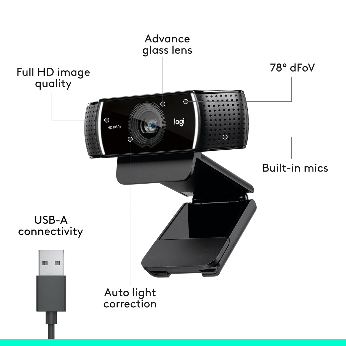 Logitech C920x HD Pro PC Webcam, Full HD 1080p/30fps Video, Clear Audio, HD Light Correction, Works with Microsoft Teams, Google Meet, Zoom, Nintendo Switch 2’s new GameChat Mode, Mac/Tablet- Black
