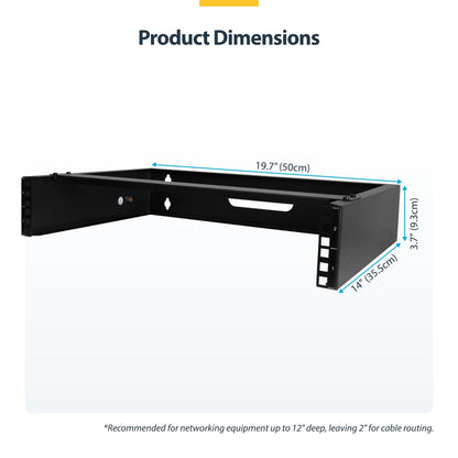 StarTech.com 6U Wall Mount Network Rack - 14 Inch Deep (Low Profile) - 19" Patch Panel Bracket for Shallow Server and IT Equipment, Network Switches - 44lbs/20kg Weight Capacity, Black (WALLMOUNT6)
