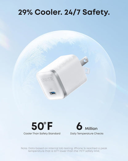 Anker Nano Charger, 45W Fast Charging, Compact and Foldable Plug USB C Charger Block for iPhone 17 Series, MacBook, Pixel 9, iPad, Samsung Galaxy S25 Ultra / S24 Series (6 ft Cable Included)