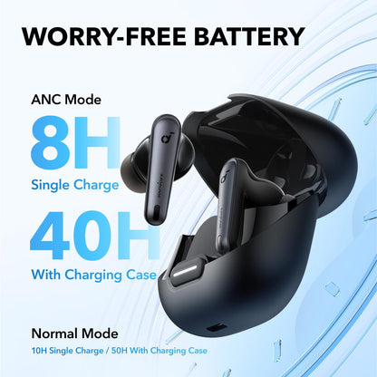 Soundcore by Anker Liberty 4 NC Wireless Noise Cancelling Earbuds, 98.5% Noise Reduction, Adaptive Noise Cancelling to Ears and Environment, Hi-Res Sound, 50H Battery, Wireless Charging (Renewed)