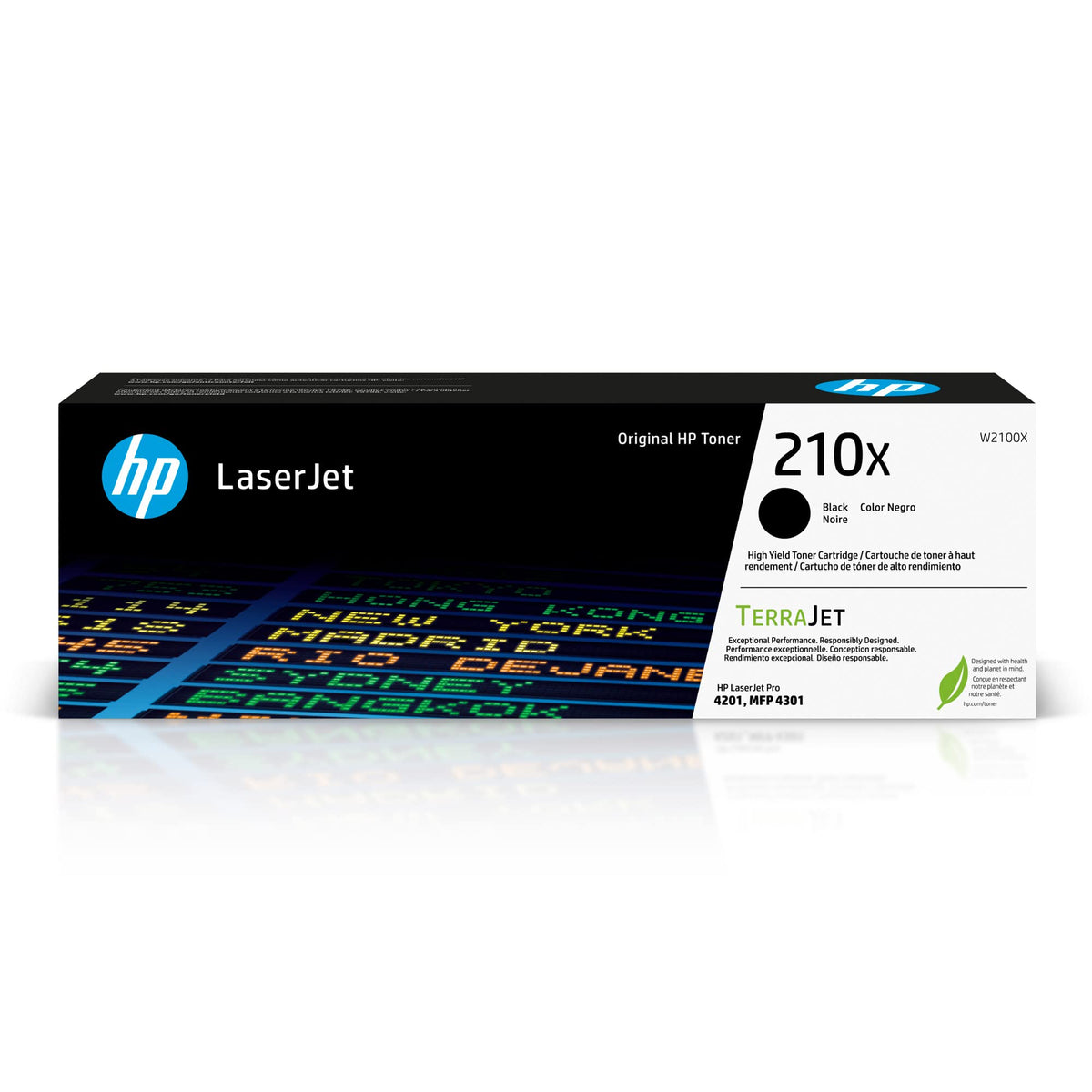 HP 210X High-Yield Toner Cartridge 4-Pack (Black, Cyan, Magenta, Yellow) | Compatible Color LaserJet Pro 4201 & MFP 4301 Series Printers | W2100XQ1