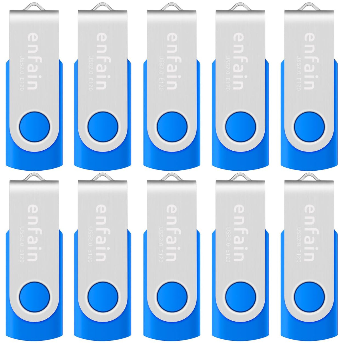Enfain 16GB USB 2.0 Flash Drive 10 Pack | Swivel Thumb Drives with 31 Labels | Gift-Ready Packaging for Corporate Events, Office & Team Distributions (Black)