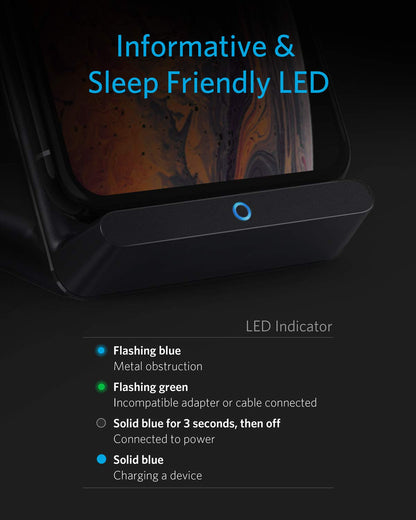 Anker 313 Wireless Charger (Stand), Qi-Certified for iPhone 17/17/17 Pro/17 Pro Max/15/14/13, 10W Fast-Charging Galaxy S23 S22 S21(No AC Adapter)