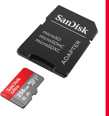 SANDISK 256GB Ultra microSD Card + Adapter, Up to 150MB/s Read Speeds