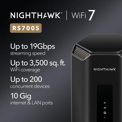 NETGEAR Nighthawk Dual-Band WiFi 7 Router (RS100) – Router Only, BE3600 Wireless Speed (up to 3.6 Gbps) - Covers up to 2,000 sq. ft., 50 Devices – 2.5 Gig Internet Port - Free Expert Help