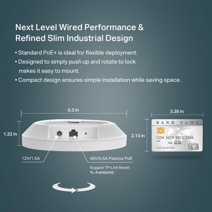 TP-Link EAP610 Omada Business WiFi 6 AX1800 Wireless Gigabit Access Point - Support Mesh, OFDMA, Seamless Roaming & MU-MIMO, SDN Integrated, Cloud Access & Omada App, PoE+ Powered, White, Dual-Band