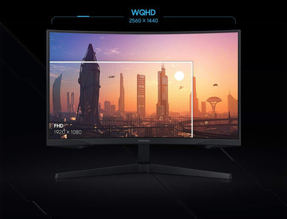 Samsung 32” Odyssey G5 Gaming Monitor, WQHD (2560x1440), 144Hz, Curved, 1ms, HDMI, Display Port, AMD FreeSync Premium, HDR10, LC32G55TQWNXZA, Black