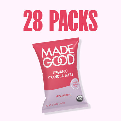 MadeGood Granola Bites Chocolate Chip & Strawberry Variety Pack (28 Count) Gluten Free and Organic Snacks